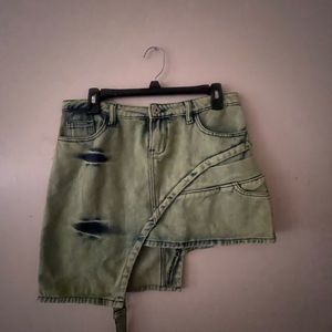 Women's Dual-Waist Irregular Hem Denim Skirt